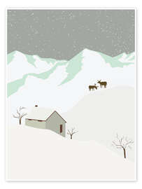 Wall print Snowy night - Nikita Jariwala