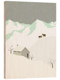 Wood print Snowy night - Nikita Jariwala