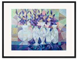 Gerahmter Kunstdruck Stillleben mit blauen Blumen