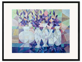 Gerahmter Kunstdruck Stillleben mit blauen Blumen