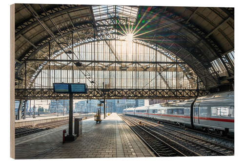 Wood print Sunlight in the train station