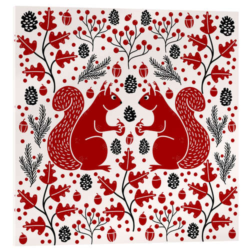 Obraz na szkle akrylowym Red Squirrels in the Forest