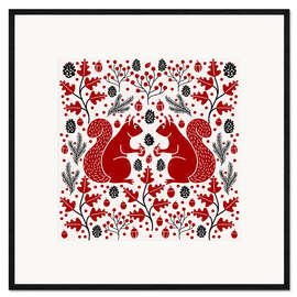 Gerahmter Kunstdruck Eichhörnchen im Wald