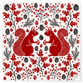 Wall sticker Red Squirrels in the Forest