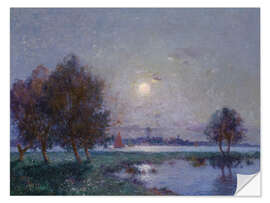 Wandsticker Ufer der Loire im Mondlicht