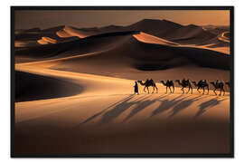 Gerahmter Kunstdruck Wüstenkarawane