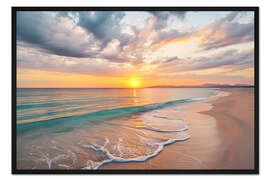 Gerahmter Kunstdruck Sonnenuntergang am Strand
