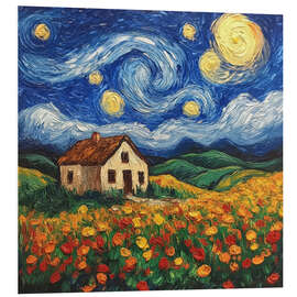 Hartschaumbild Vollmond im Juni in Vincent Style