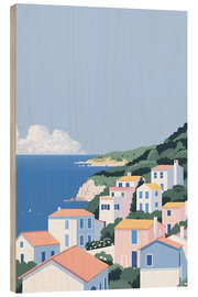 Wood print Village by the sea in the south - Peter Roder