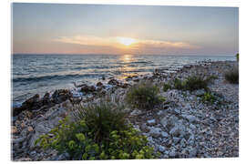 Acrylglasbild Sonnenuntergang am Kieselstrand, Kroatien - Jan Wehnert