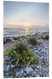 Acrylglasbild Kieselstrand und Sonnenuntergang in Kroatien - Jan Wehnert