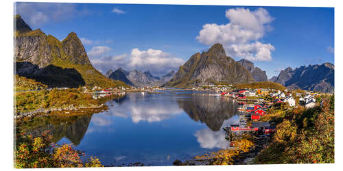 Stampa su vetro acrilico Autumn in the fishing village of Reine, Lofoten Islands, Norway