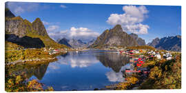 Leinwandbild Herbst im Fischerdorf Reine, Lofoten, Norwegen - Achim Thomae