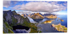 Acrylic print Mount Reinebringen and Reinefjord, Lofoten, Norway