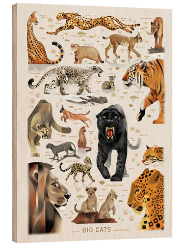 Wood print Big Cats II