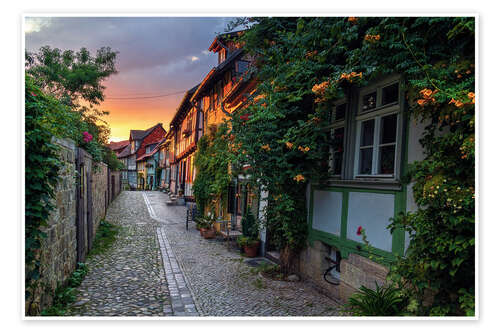 Poster Sonnenuntergang in Quedlinburg, Deutschland