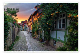 Wandbild Sonnenuntergang in Quedlinburg, Deutschland - Dave Derbis