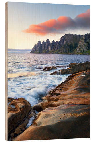 Trätavla Dragon's Teeth at Sunset, Norway