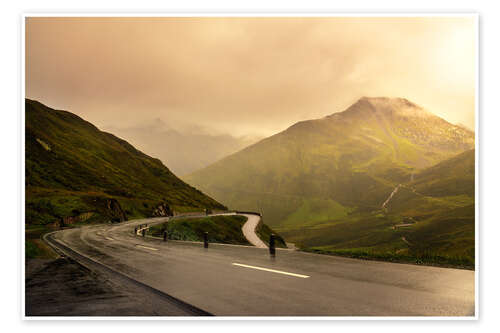 Poster Furkapass im goldenen Licht