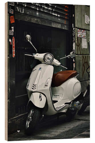 Cuadro de madera Weisse klassische Vespa