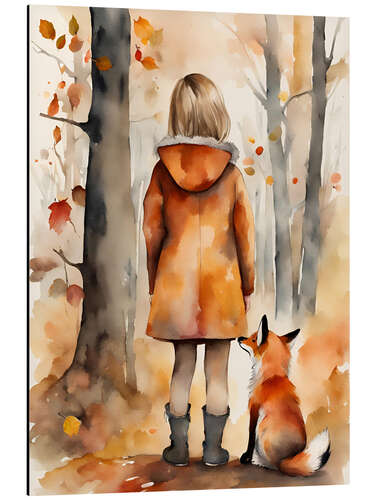 Aluminium print Girl with Fox