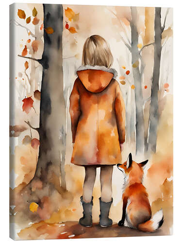 Canvas print Girl with Fox