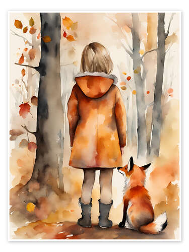 Póster Girl with Fox