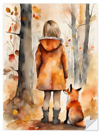 Autocolante decorativo Girl with Fox