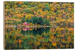 Holzbild Herbst auf den Lofoten, Norwegen