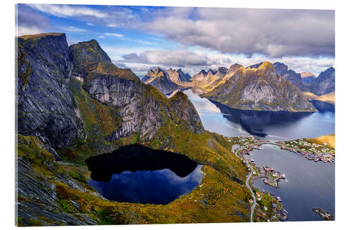 Acrylic print Reinebringen mountain and Reinefjord, Lofoten, Norway