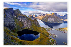 Wandbild Berg Reinebringen und Reinefjord, Lofoten, Norwegen - Achim Thomae