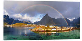Cuadro de metacrilato Rainbow over Sakrisoy Island, Lofoten, Norway