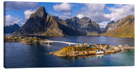 Canvas-taulu Sakrisoy Island and Reinefjord, Lofoten, Norway