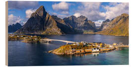 Holzbild Insel Sakrisoy und Reinefjord, Lofoten, Norwegen - Achim Thomae