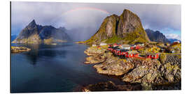 Alumiinitaulu Rainbow over fishing village Hamnoy, Lofoten, Norway - Achim Thomae