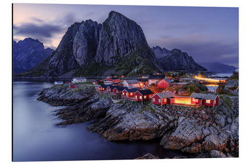 Stampa su alluminio Evening in the fishing village of Hamnoy, Lofoten, Norway