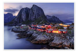 Poster Evening in the fishing village of Hamnoy, Lofoten, Norway