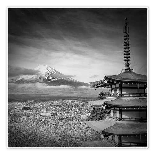 Poster Fuji with Chureito Pagoda