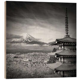 Cuadro de madera Fuji with Chureito Pagoda - Melanie Viola