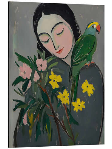 Cuadro de aluminio Woman, Bird and Flowers