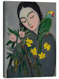 Canvas print Woman, Bird and Flowers - Felipe Hora
