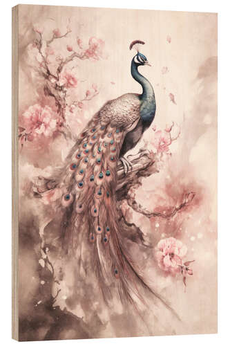 Tableau en bois Peacocks Nostalgic Flower Garden