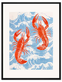 Gerahmter Kunstdruck Rote Hummer und Meer
