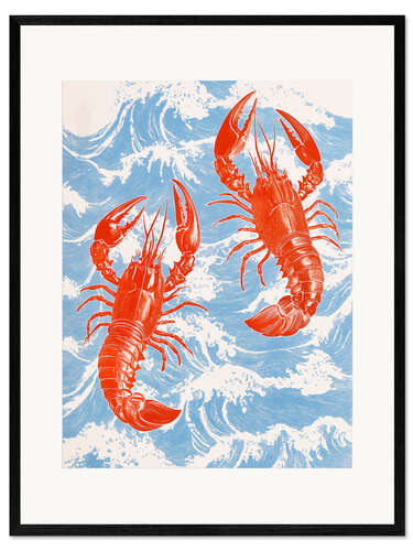 Impression artistique encadrée Red Lobster and Sea