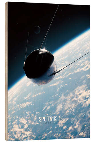 Cuadro de madera Sputnik - Earth 1957