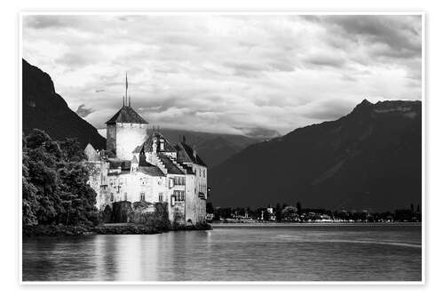 Poster Chillon Castle on Lake Geneva in Switzerland