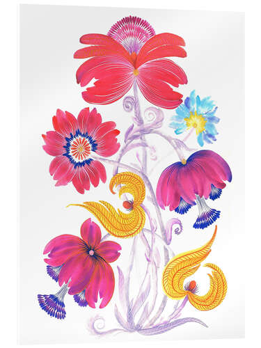 Akrylbillede Vibrant Floral Fantasy in Petrykivka Style