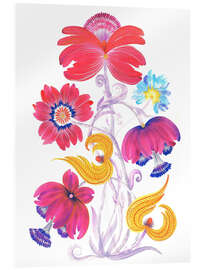 Akrylbillede Vibrant Floral Fantasy in Petrykivka Style