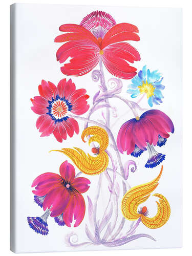 Lienzo Vibrant Floral Fantasy in Petrykivka Style