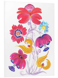 Hartschaumbild Lebendige Blumenfantasie im Petrykivka-Stil